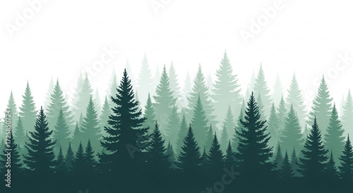 Illustration of a forest with pine trees, representing nature, wilderness, and the beauty of the natural environment
