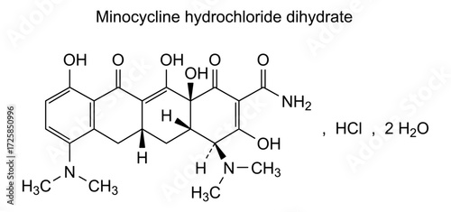 Chemical structure of minocycline hydrochloride dihydrate, drug substance