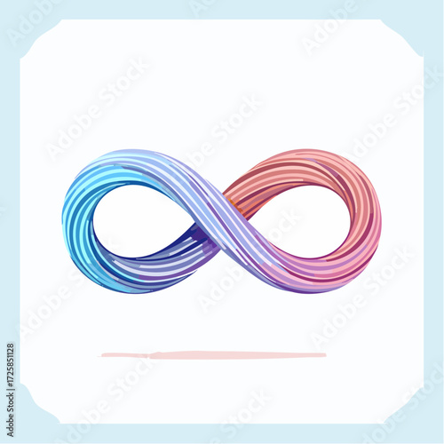 Infinity symbol with red and blue brush strokes on a white background.