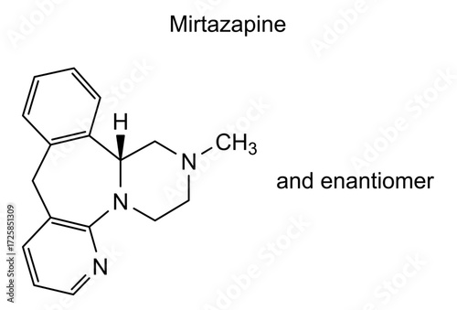 Chemical structure of mirtazapine, drug substance
