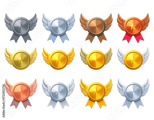 Award badges in various metallic finishes