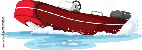 illustration of a red speed boat 