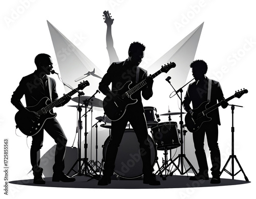 Music Band Performing, Black Silhouettes