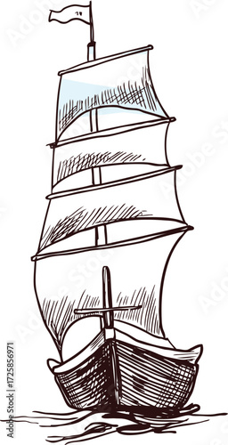 illustration of a  hand drawn ship 