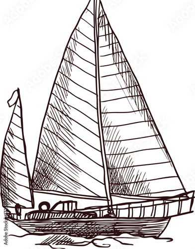 illustration of a  hand drawn ship 
