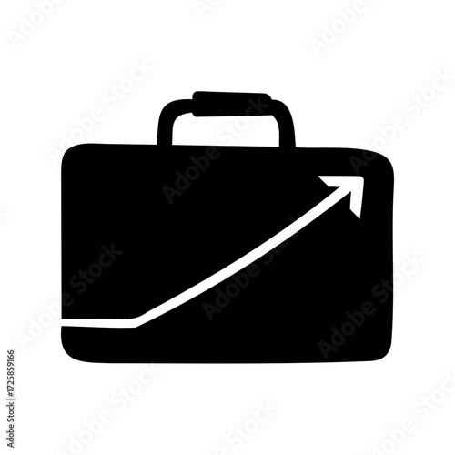 A symbol of business growth illustrated with an upward trending arrow in briefcase