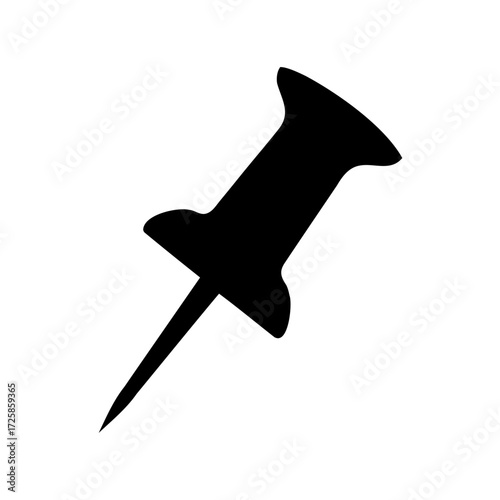 Simple Black Push Pin Illustration on White Background for Notice Boards
