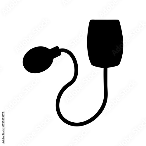 Black and White Silhouette of a Sphygmomanometer Medical Device Equipment
