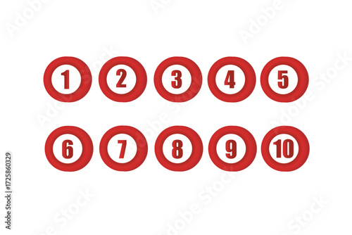 red glossy button with numbers