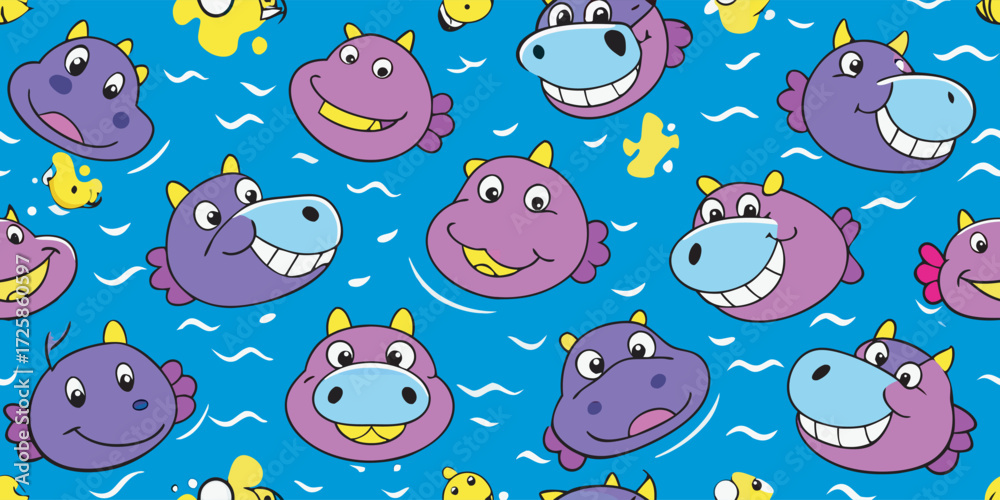 Fototapeta premium Vector seamless pattern with cute animal