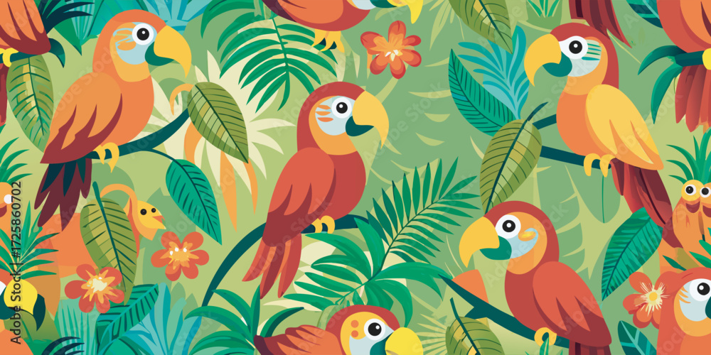 Obraz premium Vector seamless pattern with cute animal