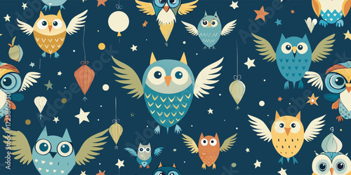 Vector seamless pattern with cute animal