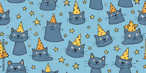 Vector seamless pattern with cute animal