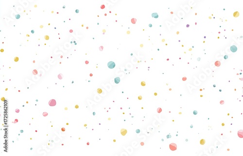 Abstract confetti pattern of pastel-colored circles on a white background