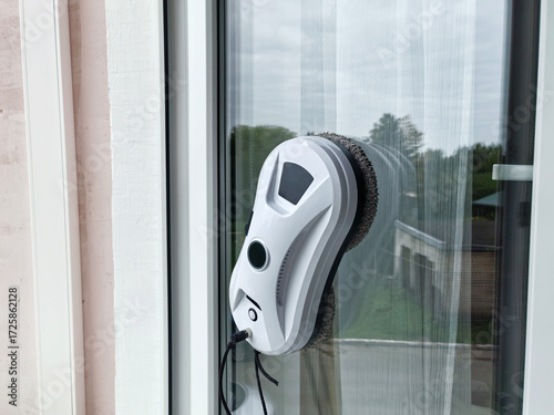 a robot cleaner of windows and walls, modern equipment for cleaning the house.