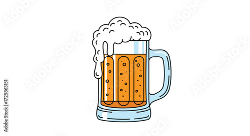 A refreshing glass of golden beer with a frothy head and bubbles.