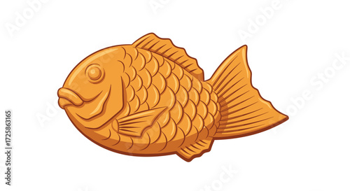 A golden fish shaped pastry filled with a sweet red bean paste.