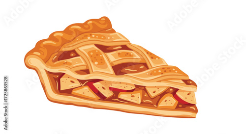 A delicious slice of homemade apple pie with a flaky crust.