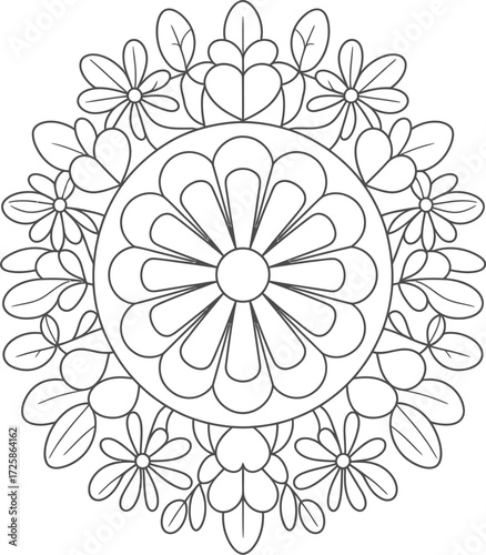 Intricate floral mandala design with circular symmetry and delicate line work