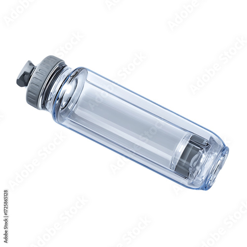 Stylish, transparent water bottle perfect for staying hydrated during workouts or on the go; sleek, modern design.