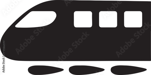 Hover train silhouette vector, futuristic magnetic levitation transport illustration for technology design
