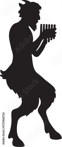 Satyr silhouette vector, mythological creature illustration for fantasy and folklore design projects