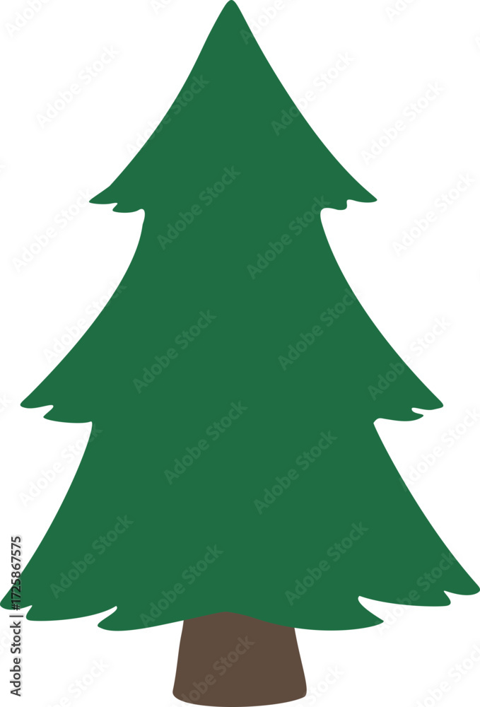 Fototapeta premium Simple Green Christmas Tree Flat Vector Illustration Design isolated. Transparent background.