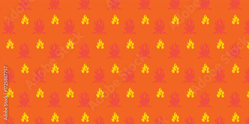 Seamless Fire and Bonfire Flame Pattern Background