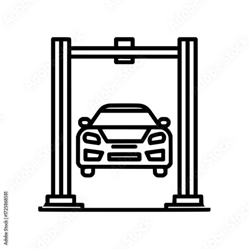 Car repair service lift automotive maintenance vehicle inspection auto garage mechanical work shop station icon