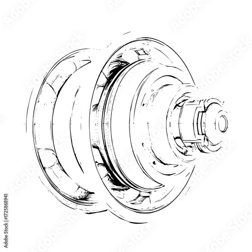 Bicycle hub dynamo sketch vector illustration for bike parts and cycling equipment design and engineering use