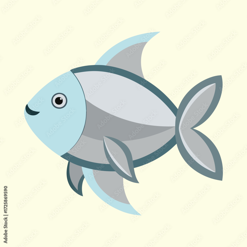 Obraz premium Cute cartoon fish with geometric design on a pale yellow background