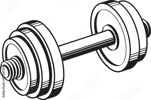 Single Dumbbell Illustration. Fitness Dumbbell Artwork. Gym Dumbbell Design. Realistic Dumbbell Drawing. Exercise Dumbbell Clipart. Weight Training Dumbbell Illustration. Isolated Dumbbell Artwork