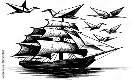 ship on a white background