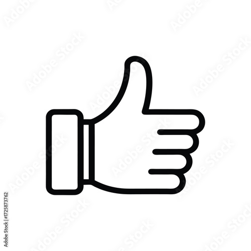 Minimalist outline vector icon of a thumbs hand gesture on a white background. Simple flat design symbol representing approval, agreement, or positive feedback. Ideal for apps, websites, presentations
