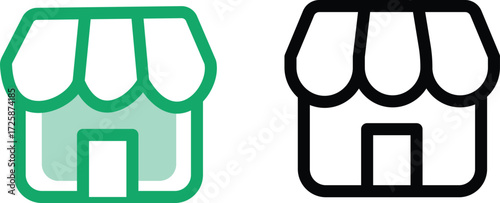 Storefront Shop Icon Pack Outline Bold Color Styles Clean great for local shops online marketplaces retail directories and ecommerce navigation