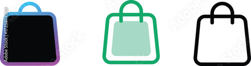 Stylish shopping bag icon set in outline bold and color versions Ideal for ecommerce platforms online shopping retail branding and consumer apps