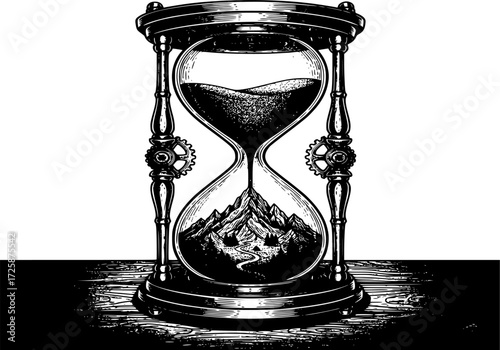 hourglass on black