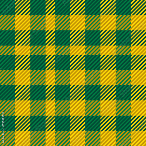 Green and yellow seamless plaid tartan pattern, colorful natural fabric swatch, textile, geometric background