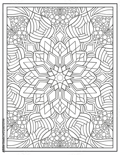 Bold and Easy Mandala Coloring Page & Book for Adults and Kid. High resolution (300 DPI), Ready to print on standard 8.5x11-(A4) inch paper With (No Bleed), Black and White. Vector illustration