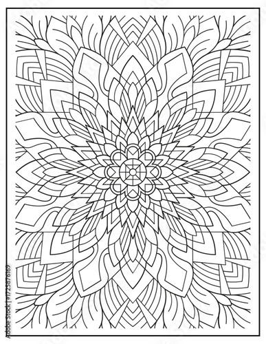 Bold and Easy Mandala Coloring Page & Book for Adults and Kid. High resolution (300 DPI), Ready to print on standard 8.5x11-(A4) inch paper With (No Bleed), Black and White. Vector illustration