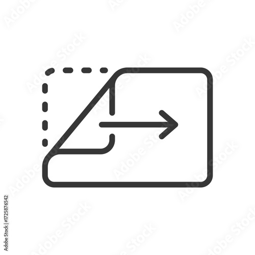 pull to opened up, sticker open icon, pulling edge, peel off duct tape, thin line vector illustration eps10
