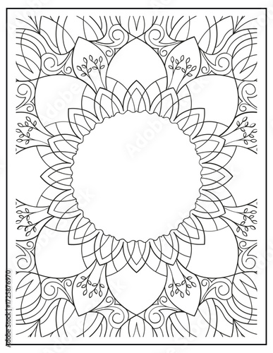 Bold and Easy Mandala Coloring Page & Book for Adults and Kid. High resolution (300 DPI), Ready to print on standard 8.5x11-(A4) inch paper With (No Bleed), Black and White. Vector illustration