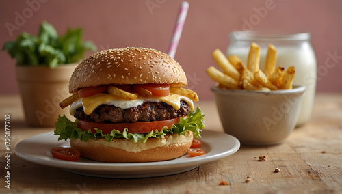 hamburger on a plate