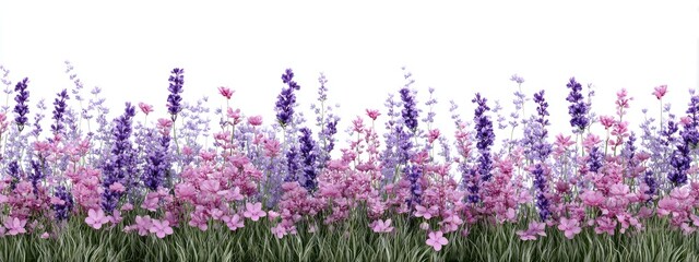 Vibrant mix of lavender and pink wildflowers