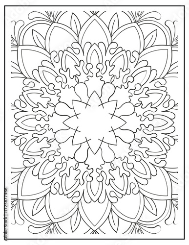 Bold and Easy Mandala Coloring Page & Book for Adults and Kid. High resolution (300 DPI), Ready to print on standard 8.5x11-(A4) inch paper With (No Bleed), Black and White. Vector illustration