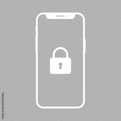 Set of lock and unlocked with mobile phone icon. Smartphone password. Mobile phone with padlock sign symbol