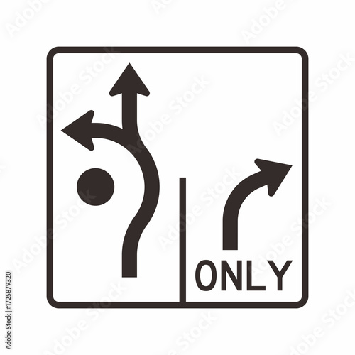 Street Sign. ADVANCE CIRCULAR INTERSECTION LANE CONTROL - OPTIONAL, RIGHT TURN ONLY