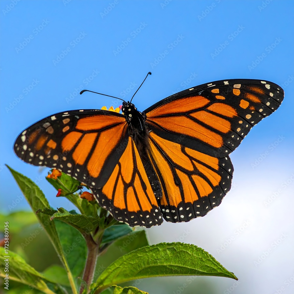 Naklejka premium Monarch butterfly perched on flower
