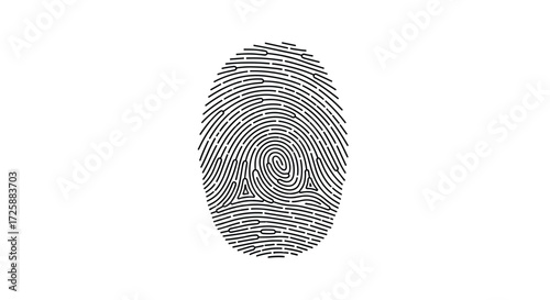 A close up view of a detailed fingerprint pattern on a white background.
