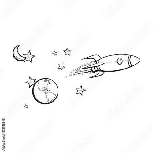 Rocketship launched into space